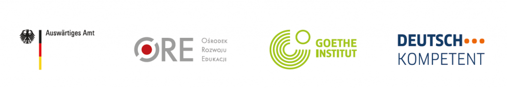 Logotypy: Auswärtiges Amt, Ośrodek Rozwoju Edukacji, Goethe Institut, Deutsch Kompetent